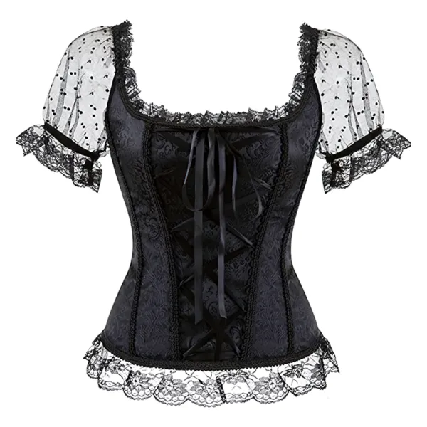 corset-noir-lacet-zoom-avant Snurovaci korzet